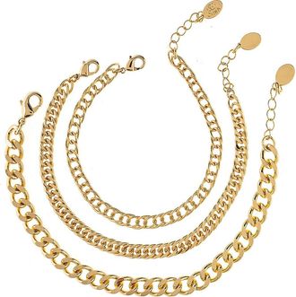 Rivka Friedman Set of 3 18k Gold Plated Curb Chain Bracelets at Nordstrom Rack, Size 7.75