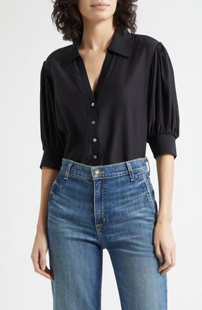 Cinq &agrave; Sept Weiley Silk Button-Up Shirt in Black at Nordstrom, Size X-Small