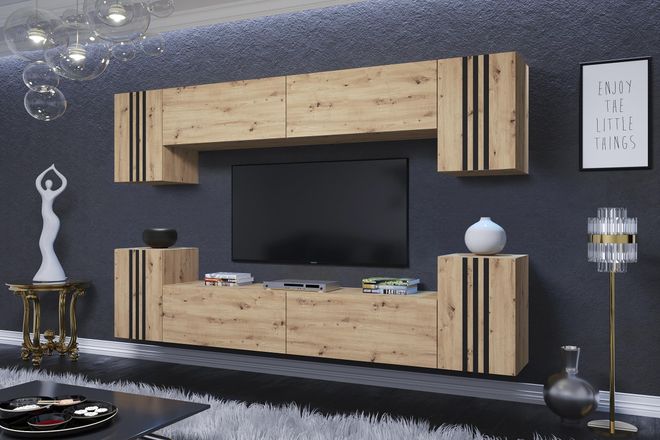 Wohnwand Modern Mit TV Schrank Und Regalen - Rodos Serie