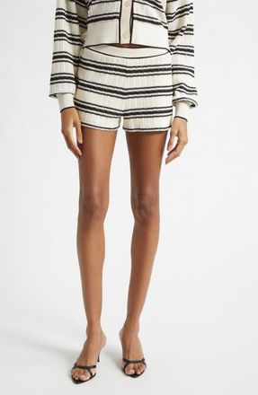 Ramy Brook Olympia Stripe Knit Shorts in Black Stripe at Nordstrom, Size Xx-Large