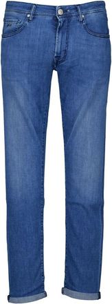 Sartoria Tramarossa Michelangelo Jeans - Heren - Slim Fit Jeans - Blauw - W36 - Leer - Jeans
