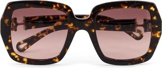 Chloé Sunglasses, female, Multicolor, ONE SIZE, Square Lens Sunglasses with Metal Detail