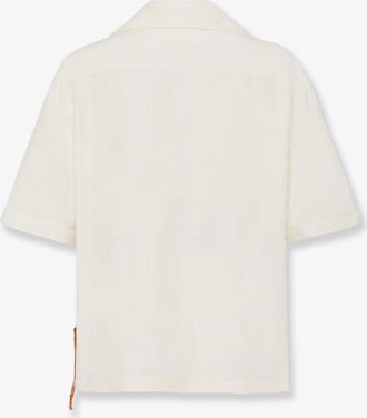 Laneus Womens Cropped Shirt Beige Viscose-Linen