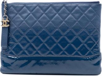 Chanel Pre-owned Clutches, female, Blue, Size: ONE SIZE Pre-owned Quilted Leather Pouch