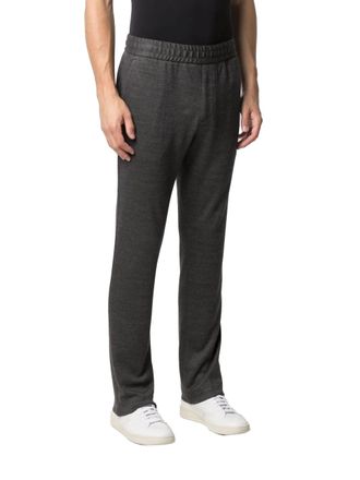 Ferragamo Virgin Wool-Linen Blend Trousers - Gray