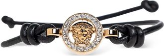 Versace Black Medusa 95 Adjustable Leather Bracelet