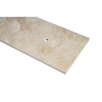 Saniclass Travertine Topblad - 140x46cm - zonder kraangaten - 2 sifon-uitsparingen - gemeleerd natuursteen