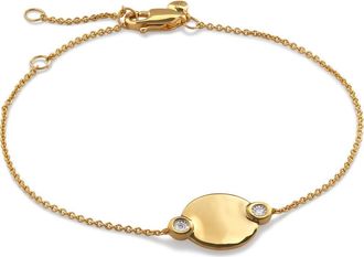 Monica Vinader Lab Created Diamond Engravable Disc Bracelet in 18Ct Gold Vermeil /Diamond at Nordstrom