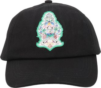 Casablanca Black Cotton Patch Baseball Cap