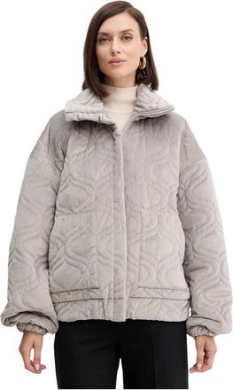 Charo Ruiz Ibiza Velours Gewatteerde Jas - Dames - Winterjassen - Grijs - XS - Polyester - Jassen