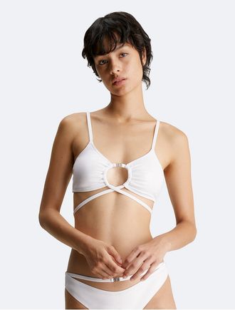 Calvin Klein Womens Strappy Bralette Top - White - XL