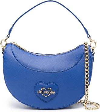 Love Moschino Saffiano-effect heart-patch small shoulder bag - women - Polyurethane - OS - Blue