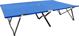 vidaXL Vidaxl - Tumbona Doble Plegable Acero Azul