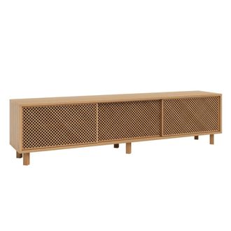 Naan Furniture Mueble de TV 3 puertas de pino barnizado en color roble 180 cm