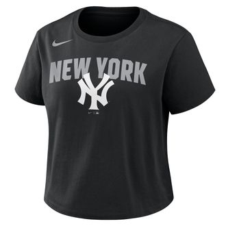 Nike New York Yankees Mod Nike Womens MLB Cropped T-Shirt in Black | 048600ANK-QHU