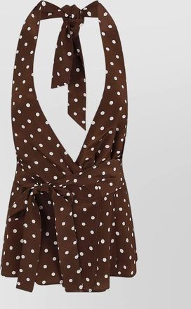 Parosh halterneck sleeveless top polka dot bow