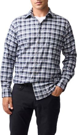 Rodd & Gunn Ridgelands Plaid Cotton & Linen Button-Up Shirt in Navy at Nordstrom, Size Small