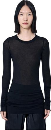Rick Owens Long Sleeve Sheer Knit Top - Dames - Longsleeves - Zwart - M - Tops