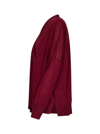 Blanca Vita Wool Knit Cardigan - Burgundy