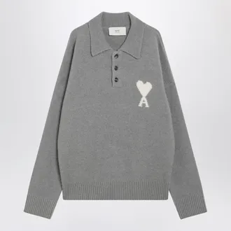 Ami Ami De Coeur Grey Polo Sweater