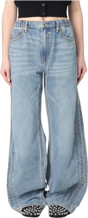 Alexander Wang Jeans, Dames, Blauw, W26, Denim, Hoge Taille Distressed Denim Jeans