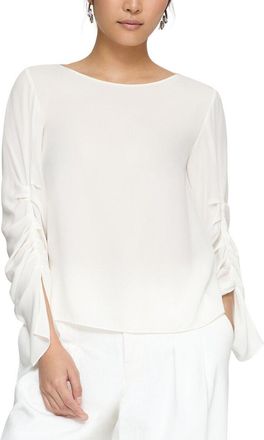 Lafayette 148 New York Ruched Slit Sleeve Blouse