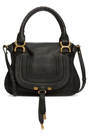 Chlo&eacute; Small Marcie Leather Satchel in Black at Nordstrom