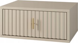 OEM Comodino Sospeso Con Frontale Scanalato, Cashmere/beige, Comodino Dorato