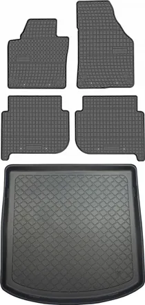OEM Volkswagen Touran I 1t Van De 2010-2015 Set - Alfombrillas De Goma Para Coche + Alfombrilla Para Maletero