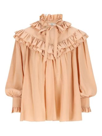 Chlo&eacute; Oversized Cr&ecirc;pe De Chine Ruffle Top Clothing