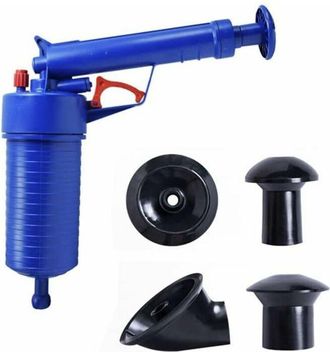 OEM Desatascador De Inodoro Con Aire Comprimido - Bomba Para Fregadero De Cocina Y Lavabo - Con 4 Ventosas Diferentes - Azul