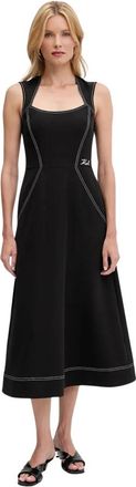 Karl Lagerfeld Jurk met contrasterende stiksels en zonder mouwen - Dames - Casual kleedjes - Zwart - M - Polyester - Kleedjes