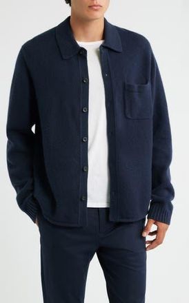 Vince Contour Hem Lambswool Cardigan in Coastal at Nordstrom Rack, Size Xx-Large