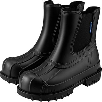 Generic Pangolin Womens Duck-Toe Chelsea Wellies-Lightweight Waterproof Ankle Rain Wellington Boots with Protective Shell Toe, Elastic Side Gussets, Pull-Tab 