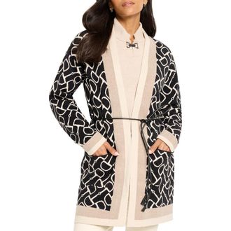 Nic+Zoe Belted Esquestrian Cardigan in Neutral Multi at Nordstrom Rack, Size X-Large