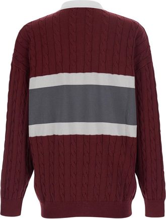 Balenciaga Mens Sweater Cotton Cable Bordeaux Tops Top