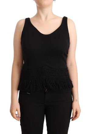 Ermanno Scervino Womens Sleeveless Knit Top - Black Wool - Size Small