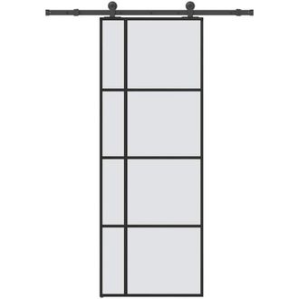 vidaXL Vidaxl - Puerta Corredera Con Set Herrajes Vidrio Esg Aluminio 76x205 Cm
