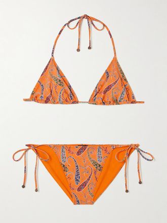 Etro Bikini A Triangolo Con Stampa Paisley E Decorazioni - Arancione