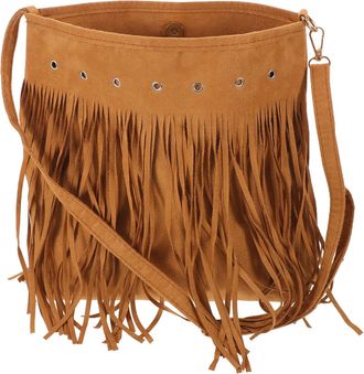 Yarnow Retro Suede Tassel Crossbody Bag for Women, Adjustable Strap Bohemian Fringe Shoulder Messenger Bag, Vintage Western Style Tote for Daily Shopping and
