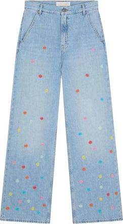 Mira Mikati Jeans con ricamo a fiori - Blu