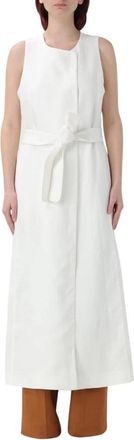 Max Mara Mouwteloze Waistcoat Jurk - Dames - Casual kleedjes - Wit - XS - Linnen - Kleedjes