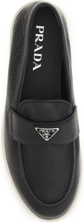 Prada Mens Suede Loafers, Black Upper: Calf Leather