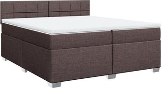 vidaXL Vidaxl - Cama Box Spring Con Colch&oacute;n Tela Marr&oacute;n Oscuro 200x200 Cm