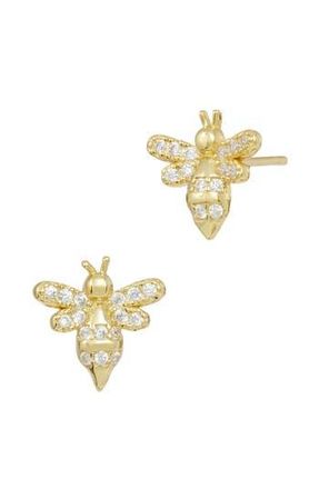 Savvy Cie Jewels CZ Mini Bee Stud Earrings in Gold at Nordstrom Rack
