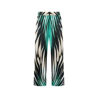 Roberto Cavalli Wide Trousers, male, Blue, Size: 2XL Tropical Elegance Palazzo Pants