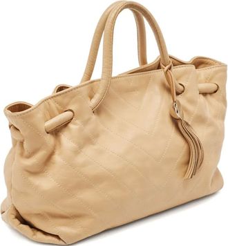 Furla Leren shopper met tchevron patroon - Beige