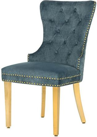 Global Interiors Design Stuhl Big Castle mit Löwenkopf - Gold/Petrol