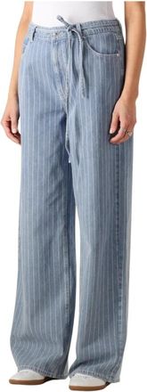 Second Female Wijde Blauwe Jeans Layne - Dames - Wijde Broeken - Blauw - L - Broeken