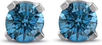 Pompeii3 3/8ct Blue Diamond Studs 14K White Gold